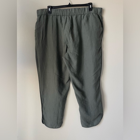Caslon Tulip Hem Linen Casual Cropped Pull-On Pants in Olive Green NWOT Size 2X - Picture 7 of 9